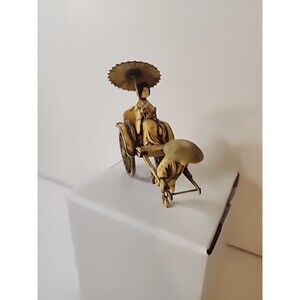 Vintage Rickshaw pedicab model Japan Souvenir Dragon Geisha Girl